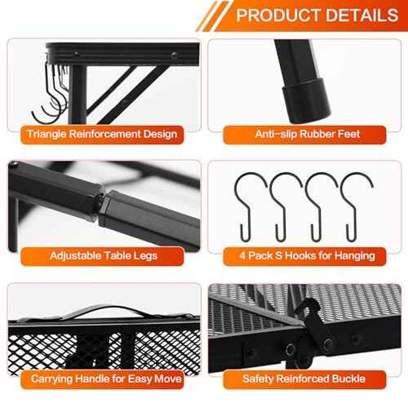 Outdoor Grill Camping Folding Table 3 Ft, Aluminium Picnic Table - Portable, Lightweight, Compact & Height Adjustable Collapsible Patio BBQ Garden Table