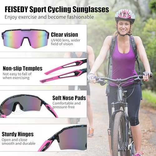 FEISEDY Sports Sunglasses for Men Women Baseball Cycling Running Driving Glasses UV400 B0088