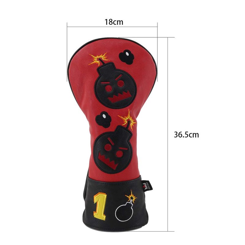 Craftsman Golf Bomb Red & Black Driver Fairway Wood Hybrid PU Leather Vintage Golf Clubs Head Covers (3PCS (1,F,UT))