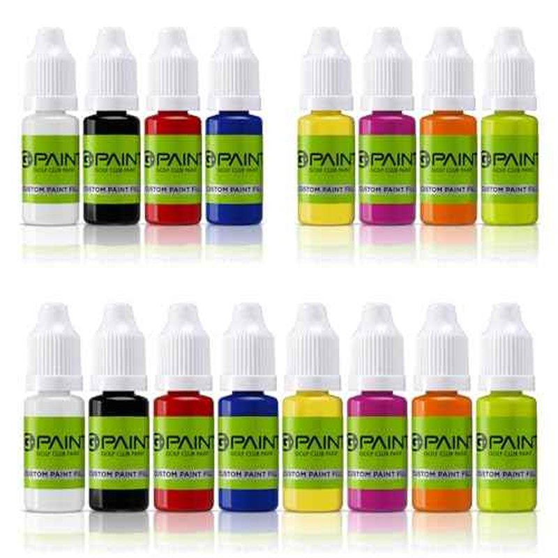G-Paint Golf Club Paint Touch Up, Fill In, Customize or Renovate Your Clubs - 8 Pack of 10ml Bottles. Black, White, Red, Blue, Yellow, Pink, Orange & Green