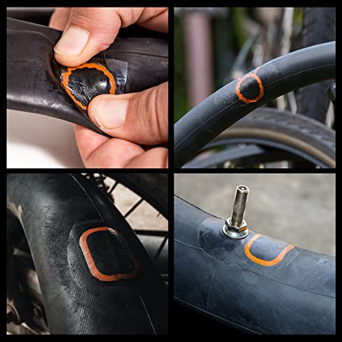 Bike Tire Repair Kit - Bycicle Inner Tube Puncture Patch Kits with 32PCS Vulcanizing Patches,Metal Rasp, for Motorcycle BMX Cycling MTB Road Mountain Bicycle Z7