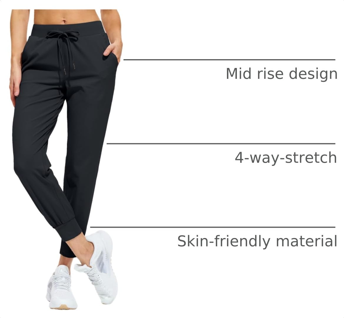 Libin Women's Joggers Pants Athletic Sweatpants with Pockets Running Tapered Casual Pants for Workout,Dance, Black L