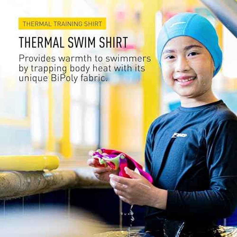 FINIS Thermal Swim Shirt - Heat-Retaining BiPoly Fabric - UPF 50 & Up UV Protection - Chlorine Resistant - Youth