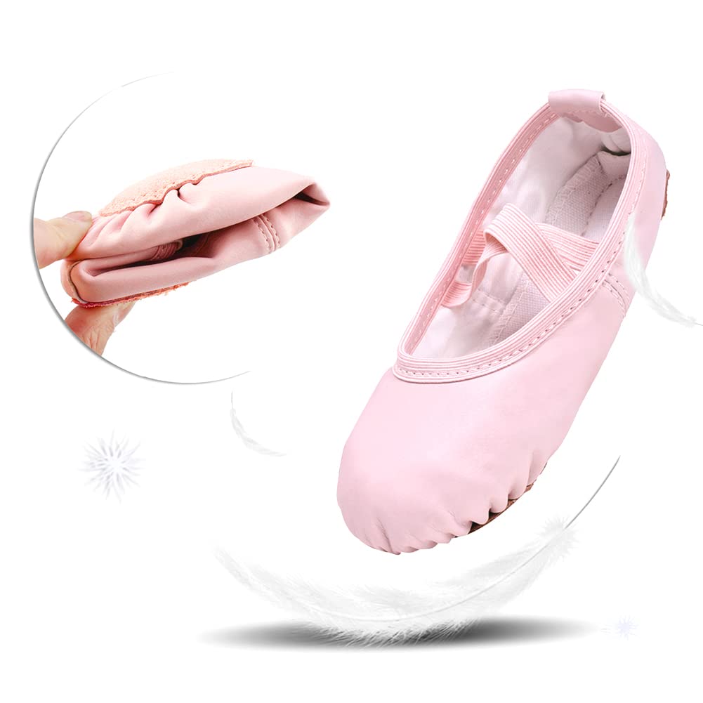 Stelle Ballet Shoes for Girls Toddler Ballet Slippers Soft Leather Boys Dance Shoes for Toddler/Little Kid/Big Kid(Pink, 10MT)