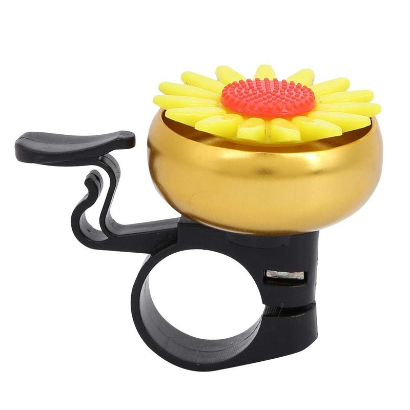 Bell Aluminum Bike Bell, Yellow Flower Design, Anti-Rust Horn Ring for Kids and Adults, Universal Handlebar Mount