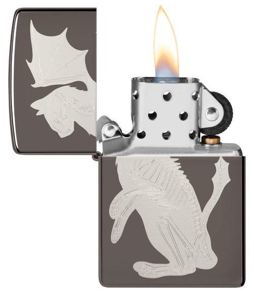 Zippo Dragon Cat Design Black Ice Pocket Lighter