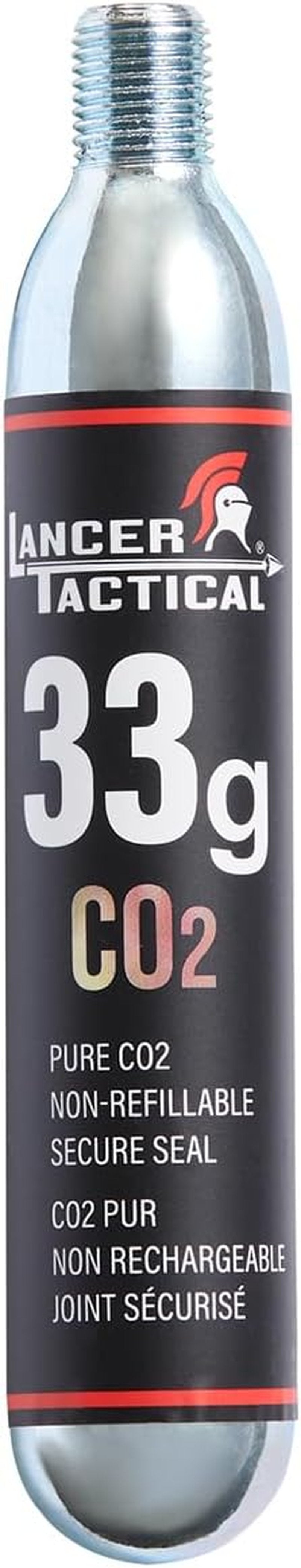 Lancer Tactical 33g CO2 Cartridges - 10 Pack for Airsoft & Airguns | Compatible with Life Jackets & Vests