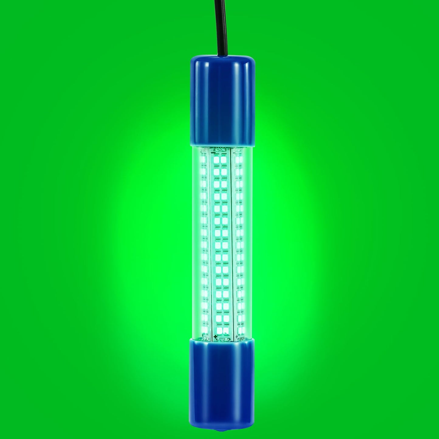 18W Green Underwater Fishing Light, IP68 Waterproof LED Fish Bait Light 1200LM Submersible Attractants Lamp on Boats/Docks for Night Snook Crappie with Battery Clips, DC 12-24V, 16.4ft Cable
