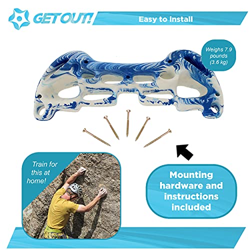 Get Out! Doorway Hangboard Rock Climbing Fingerboard Climbing Training Board Climbing Grip Board –White and Blue Swirl