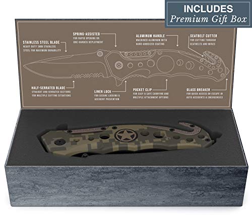 Swiss Safe 3-in-1 Tactical Knife for Military and First Responders - Military Camouflage