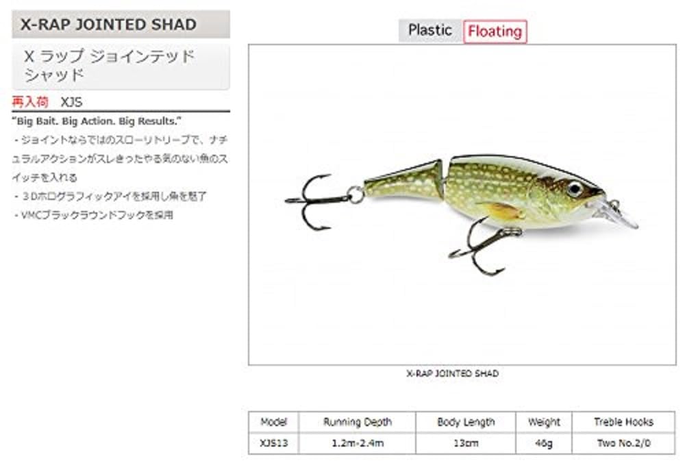 Rapala X-Rap Jointed Shad 13 Fishing Lures (Silver, Size- 5.25)