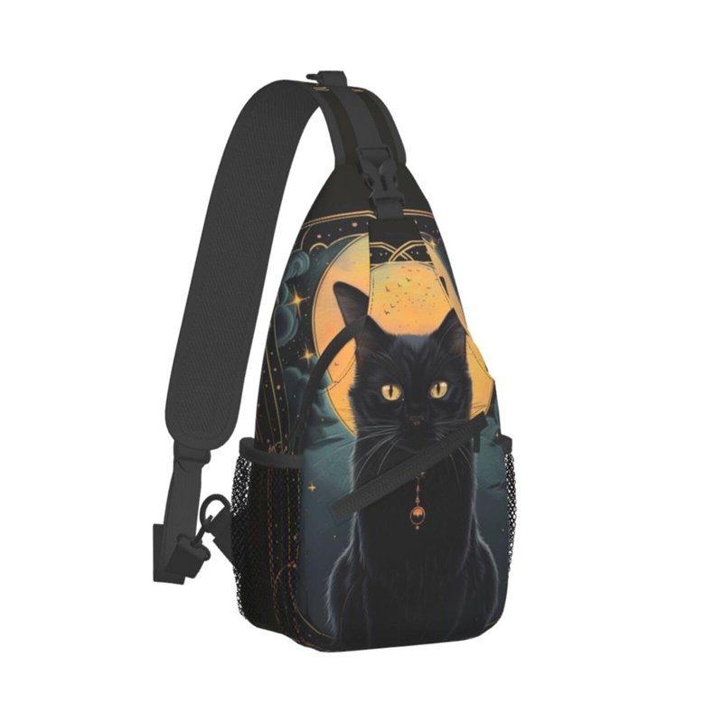 opshksog Cat Sling Bag Travel Crossbody Backpack Hiking chest Daypack Shoulder Pack for Women Adjustable Waterproof Lightweight Walking