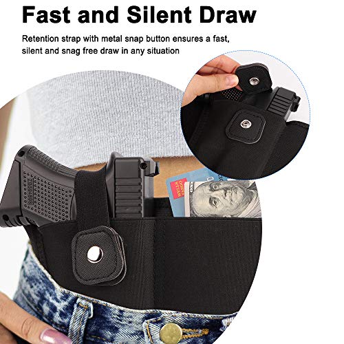 Belly Band Holster for Concealed Carry Left Hand-Gun Holster for Women & Men Fits Glock, Smith Wesson, Taurus, Ruger, and More-Breathable Neoprene Waistband for Most Pistols and Revolvers by Aomago