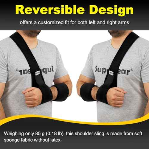 supregear Arm Sling Shoulder Immobilizer, Rotator Cuff Support Brace, Lightweight Comfortable Sling for Shoulder Injury, Broken, Dislocated, Fracture, Strain, Left Right, Men Women, Black