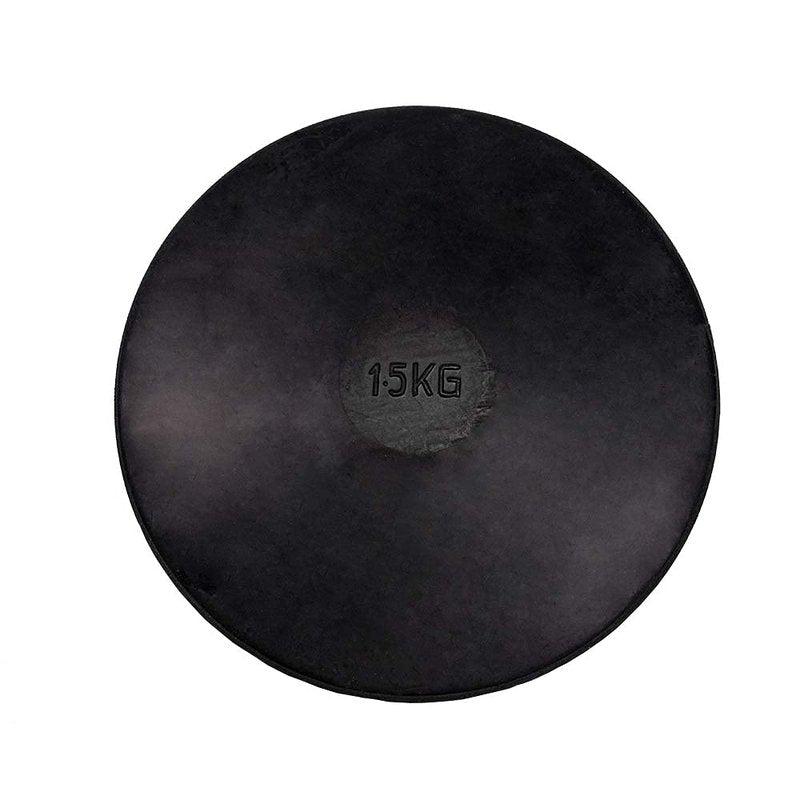 Cannon Sports Black Rubber Discus - Rubber Practice Discus for All Skill Levels - Center-Weighted for Developing Technique & Balance - Perfect for Indoor & Outdoor Training (1.5kg, Black)