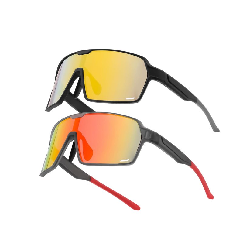 Karsaer 2 Pcs Oversized Sports Sunglasses for Men Women, Large Frame UV Protection Eyewear, Ideal for Baseball Running Cycling Golf