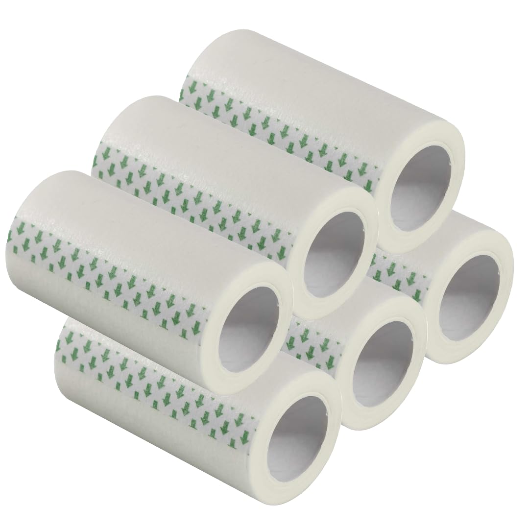 Vakly Paper Medical Tape 3 in x 10 yd (6 Rolls) – Microporous Breathable Adhesive First Aid Tape, Latex-Free Hypoallergenic Bandage & Wound Dressing Tape