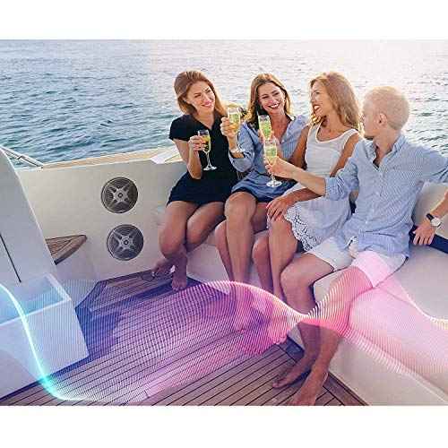 Pyle 6.5 Inch Bluetooth Marine Speakers - 2-way IP-X4 Waterproof and Weather Resistant Outdoor Audio Dual Stereo Sound System with 600 Watt Power and Low Profile Design - 1 Pair - PLMRBT65B (Black)