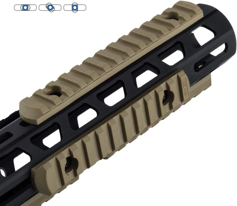 Aecktech Polymer Rail Sections - Lightweight 5-Slot, 7-Slot, 9-Slot, 11-Slot, 13-Slot with 10 Nuts & Screws | 5 Pieces (Tan)