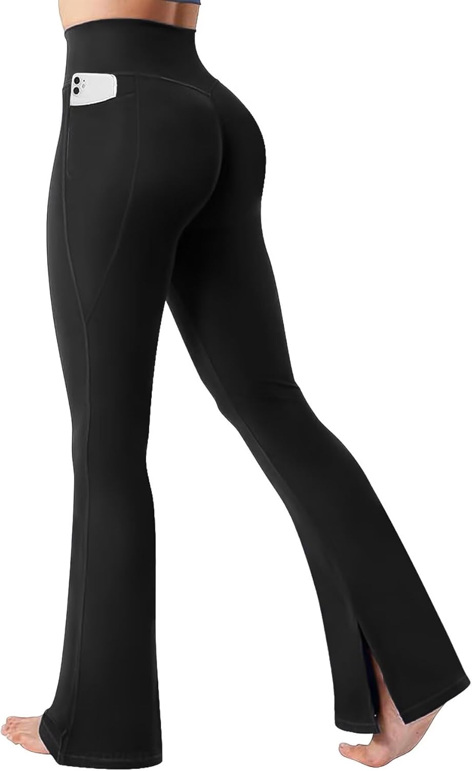 Flamingals Women's Butt Lifting Flare Leggings - High Waist Tummy Control with Pockets | Mini Flared Yoga Pants