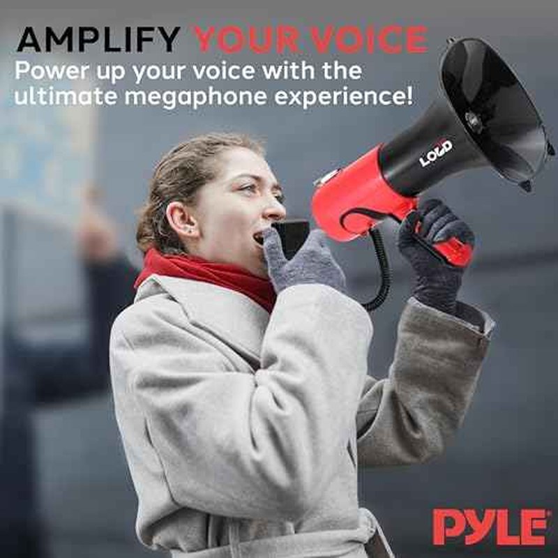 Pyle Portable Megaphone Bullhorn - Bluetooth Compatible PA Speaker with Built-in Voice Changer, 1500 Yard Range, Siren, 100W Adjustable Vol Control, Loudspeaker for Outdoor Sports & Safety Drills