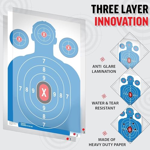 Heavy Duty Shooting Targets Paper - Targets for Shooting Range - Indoors & Outdoor Targets for Shooting Rifle - Gun Range Targets for Pistol Shooting - Handgun Shooting Range Accessories, 20