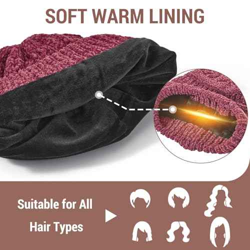 Sukeen Knit Beanie Hat for Women Thick Fleece Lined Winter Hat Warm Skull Cap Fashionable Knit Cap for Outdoor