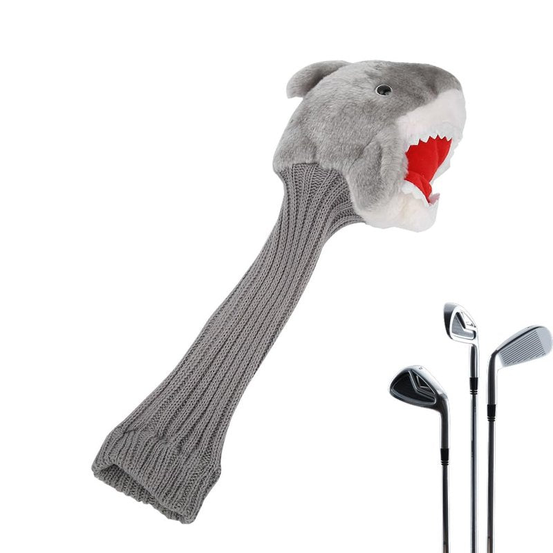 Joyzan Golf Headcovers, Knit Club Head Cover Shark Plush Cloth Portable Putter Driver Protector Funny Animal Handmade Protection Accessories Long Neck Pom Well Fairway Hybrid Woods Set Bag Men Women