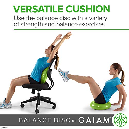 Gaiam Balance Disc Wobble Cushion Stability Core Trainer for Home or Office Desk Chair & Kids Classroom Sensory Wiggle Seat - Wasabi