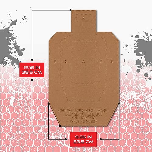 20 Official USPSA Cardboard Shooting Targets, Full Size Cardboard USPSA Targets, Competition Torso Targe, Shooting Range, Rifles, Handguns, & Shotguns (Cardboard, 20)