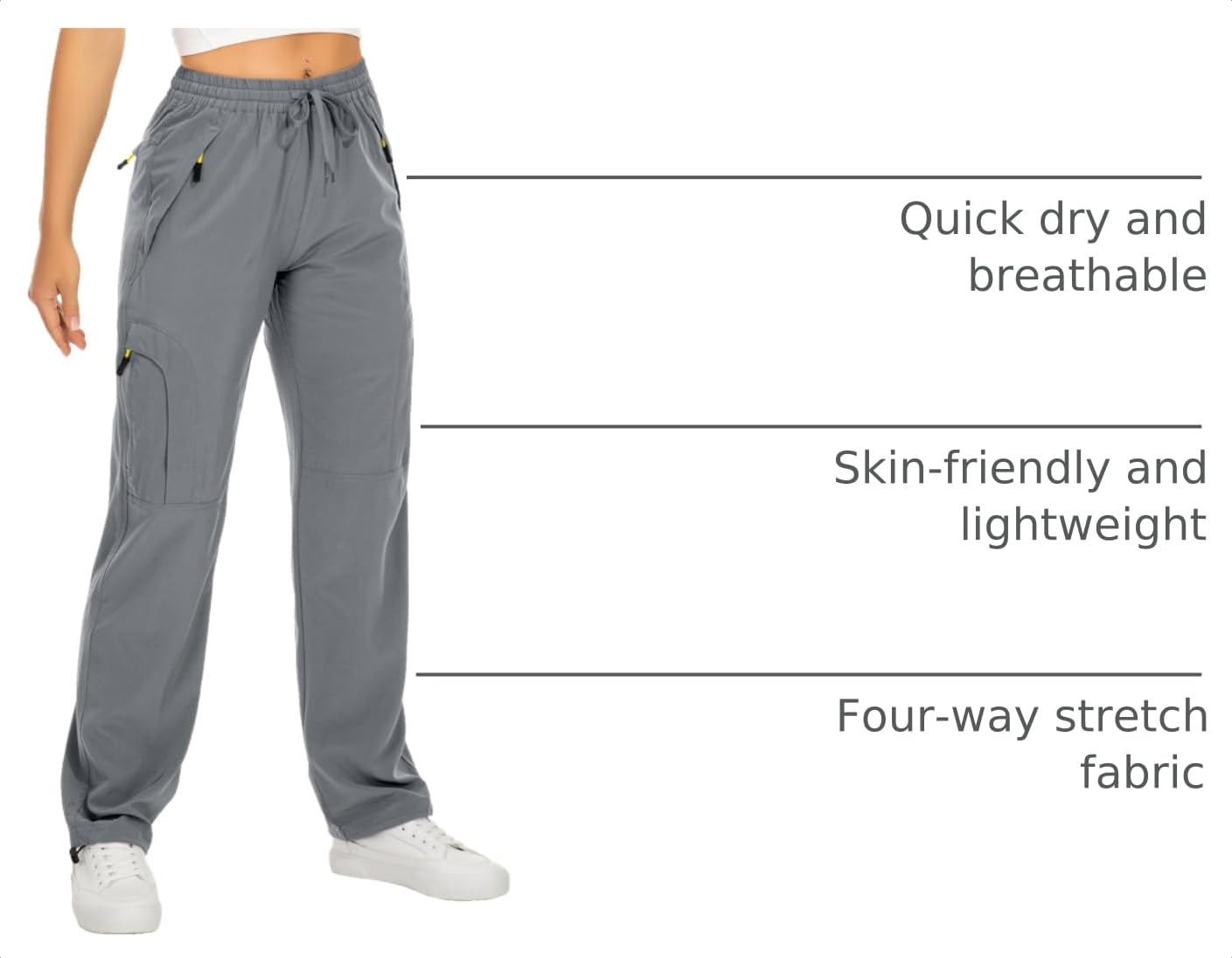 Toomett Women's Hiking Cargo Pants Quick Dry UPF50+ Outdoor Pants for Women Fishing Safari Travel Stretchy Pants with Pockets,6608,Grey,XL