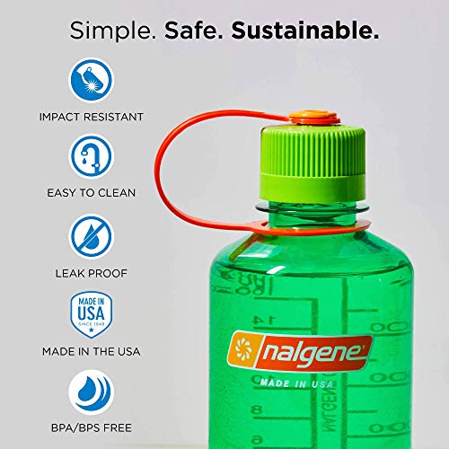 Nalgene Sustain Tritan BPA-Free Water Bottle Made with Material Derived from 50% Plastic Waste, 32 OZ, Narrow Mouth, Electric Magenta