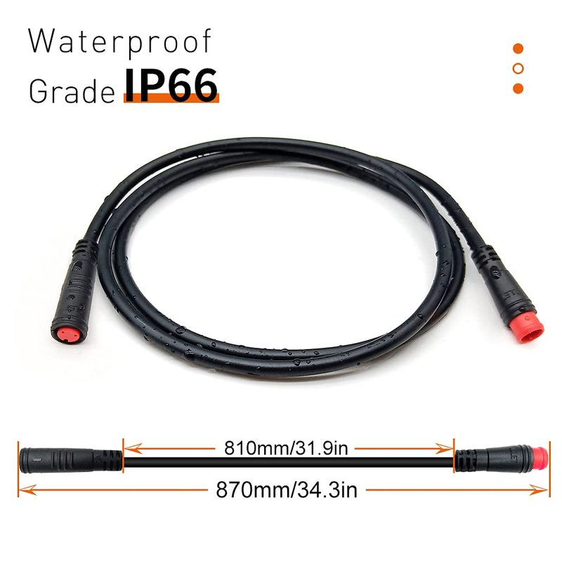 Dbrand Extension Cable 2Pin/3Pin/4Pin/5Pin/6Pin/9Pin Plug Waterproof Connector for Ebike Kit,Display/Ebrake/Throttle/Shift Sensor/Hub Motor/Mid-Motor Signal Extension Cable (2PIN Male-Female)
