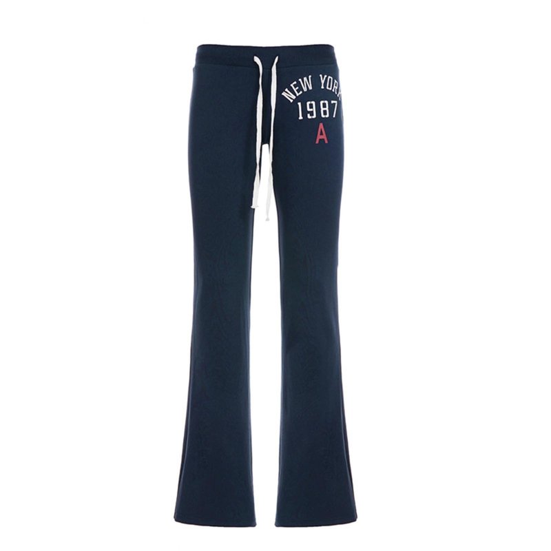 Bosloga Low Rise Sweatpants Women Casual Drawstring Track Pants Y2K Baggy Wide Leg Streetwear Drawstring Sweatpants (Medium,DarkBlue)