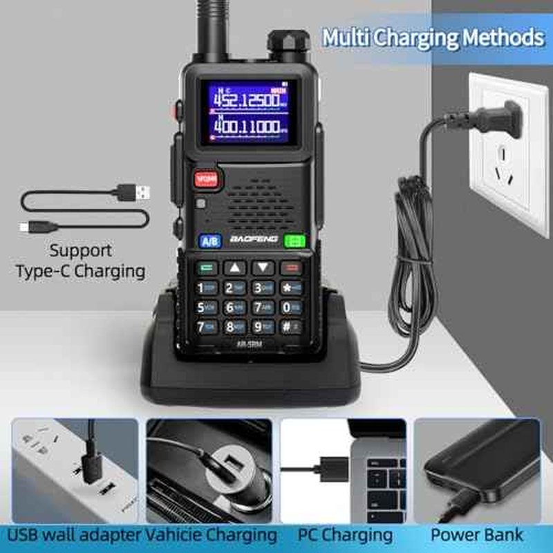 BAOFENG Ham Radio Handheld Long Range 5RM 10W Walkie Talkies Rechargeable Battery NOAA Weather Receiver Two Way Radio with USB-C Charger,Tactical Antenna for Hunting Hiking,2 Pack