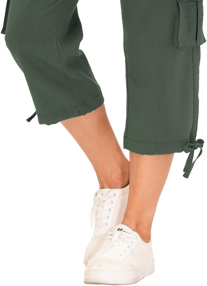 Womens Capris with Pockets - Lightweight Casual Capri Pants for Hiking | Loose Fit Baggy Style