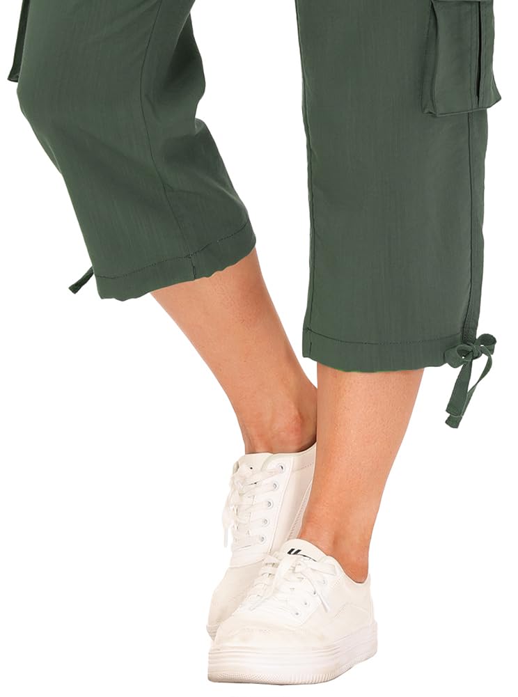 Womens Hiking Cargo Shorts Dry Fit Stretch Athletic Shorts with Pockets Army Green X-Large