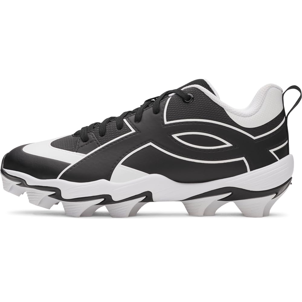 Under Armour Boys' Leadof Icon Low RM JR Baseball Cleats, (001) Black/Black/White, 3, US