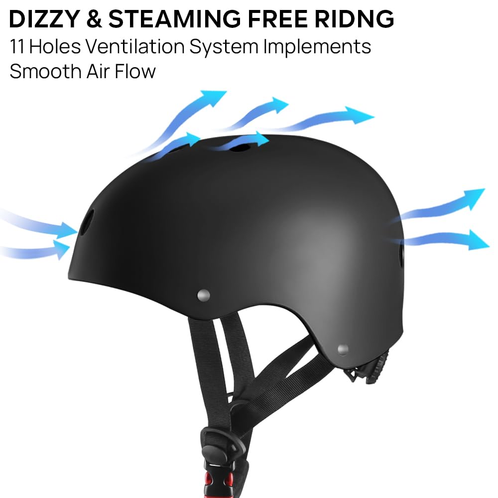 JBM Skateboard Helmet - Lightweight, Adjustable & Ventilated Helmet for Scooter, Roller Skate, Inline Skate