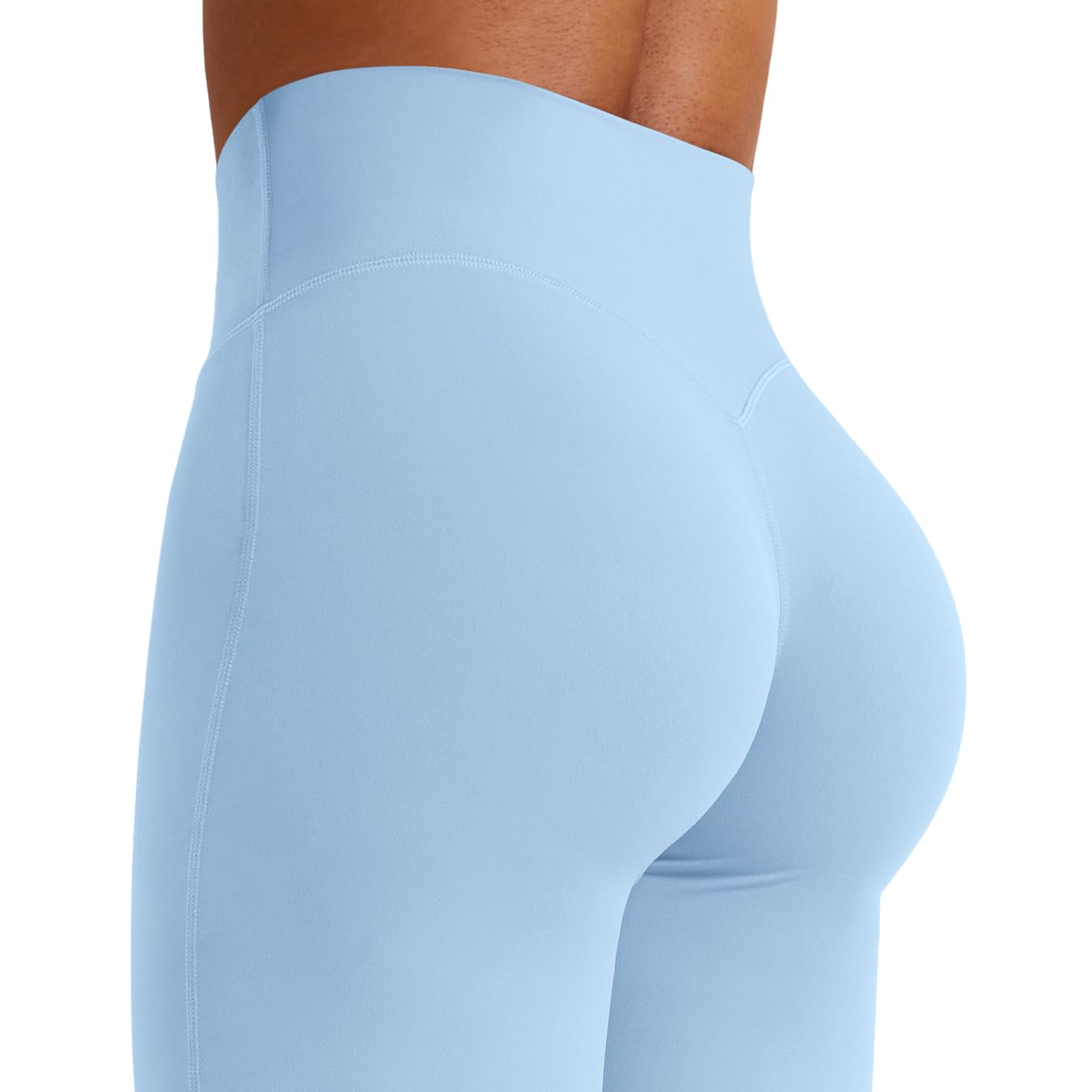 YEOREO Workout Leggings Womens No Front Seam Straight Leggings 33" High Waist Buttery Eddiy Gym Yoga Pants Airy Blue L
