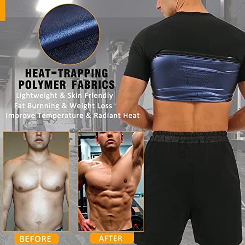 Sauna Suit Shirt for Men Weight Loss Exercise Workout Sauna Sweat Vest Waist Body Shaper Slimmer Trainer XXL