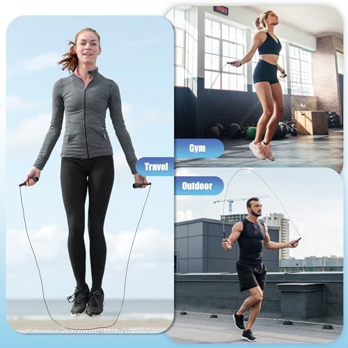 Jump Rope for Fitness, Lightweight PVC Skipping Rope for Men Women Adults Exercise with ABS Handles & Training Poster, Adjustable Tangle-Free Workout Speed Jump Rope for Home, Gym and Outdoor