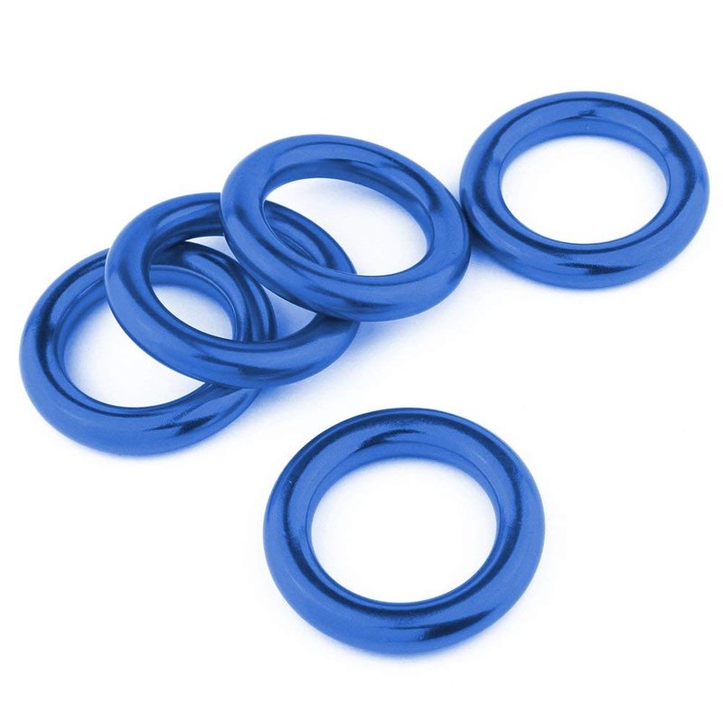 PROND Aluminum Rappel Ring, Climb Perfect Tension Aluminum Alloy O-Ring, 23KN Rappel Rings for Rock Climbing Arborist and Hammock (Blue - 5 Pcs/Pack)
