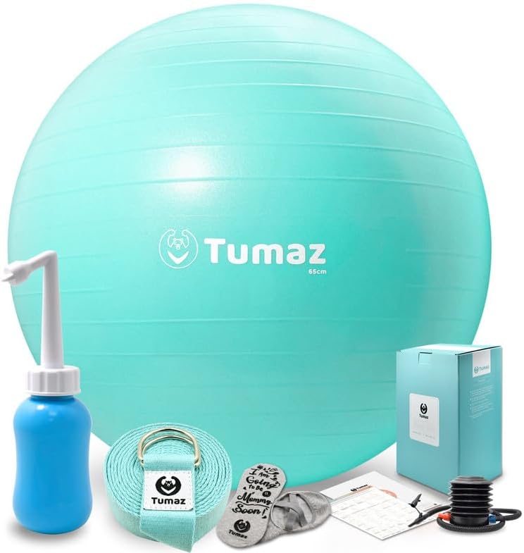 Birthing Ball for Pregnancy & Labor - Complete Set with Quick Pump, Peri Bottle, Yoga Strap & Non-Slip Socks