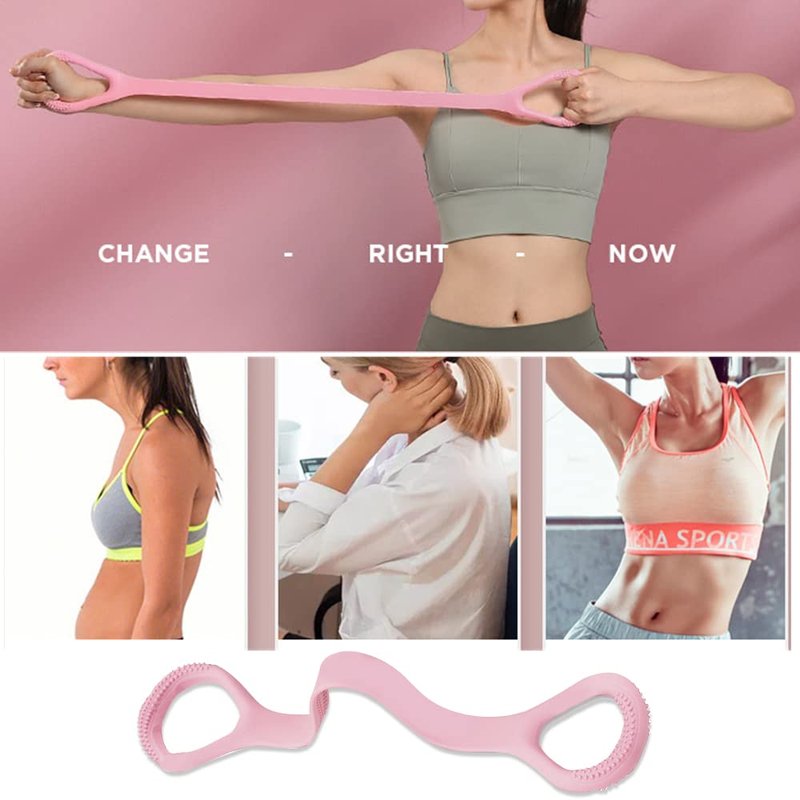 Kvittra Figure 8 Resistance Band with Yoga Ring, Arm Back Shoulder Exercise Elastic Rope Stretch Fitness Band, Foot, Leg, Hand Stretcher, Arm Exerciser for Yoga Pilates Stretching Physical Therapy