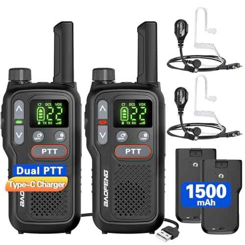 Walkie Talkies Long Range for Adults,Rechargeable FRS Walkie Talkies with Earpiece 2 Way Radio NOAA Walky Talky with Flashlight VOX 1500mAh Battery USB-C Charger for Camping Hunting Cruise Ship,2Pack