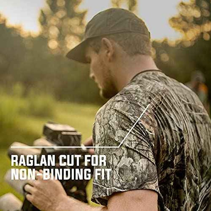 Mossy Oak Camo Hunting Short Sleeve Shirt for Men - Lightweight Performance Stretchable Tee with 4-Way Stretch & Cooling Tech