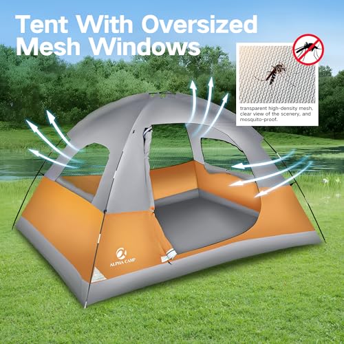 Camping Tent, 3/4 Person Dome Tent Backpacking Instant Tent with Easy Setup, Waterproof Lightweight Portable Pop Up Tent for Camping, Hiking, Mountaineering or Beach, Includes Wind Rope and Carry Bag