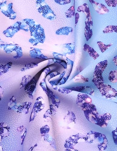 Arshiner Girls 4-5T Purple Gradient Leopard Gymnastics Leotard & Sparkly Dance Shorts Set