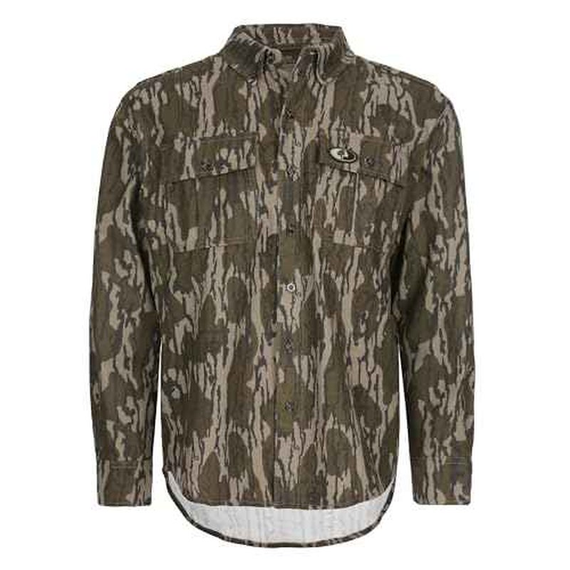 Mossy Oak Chamois Hunting Camo Shirt for Men | Heavyweight Cotton, Button Down Shirt with Pockets